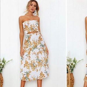 2 piece mid-length skirt w/ matching top floral